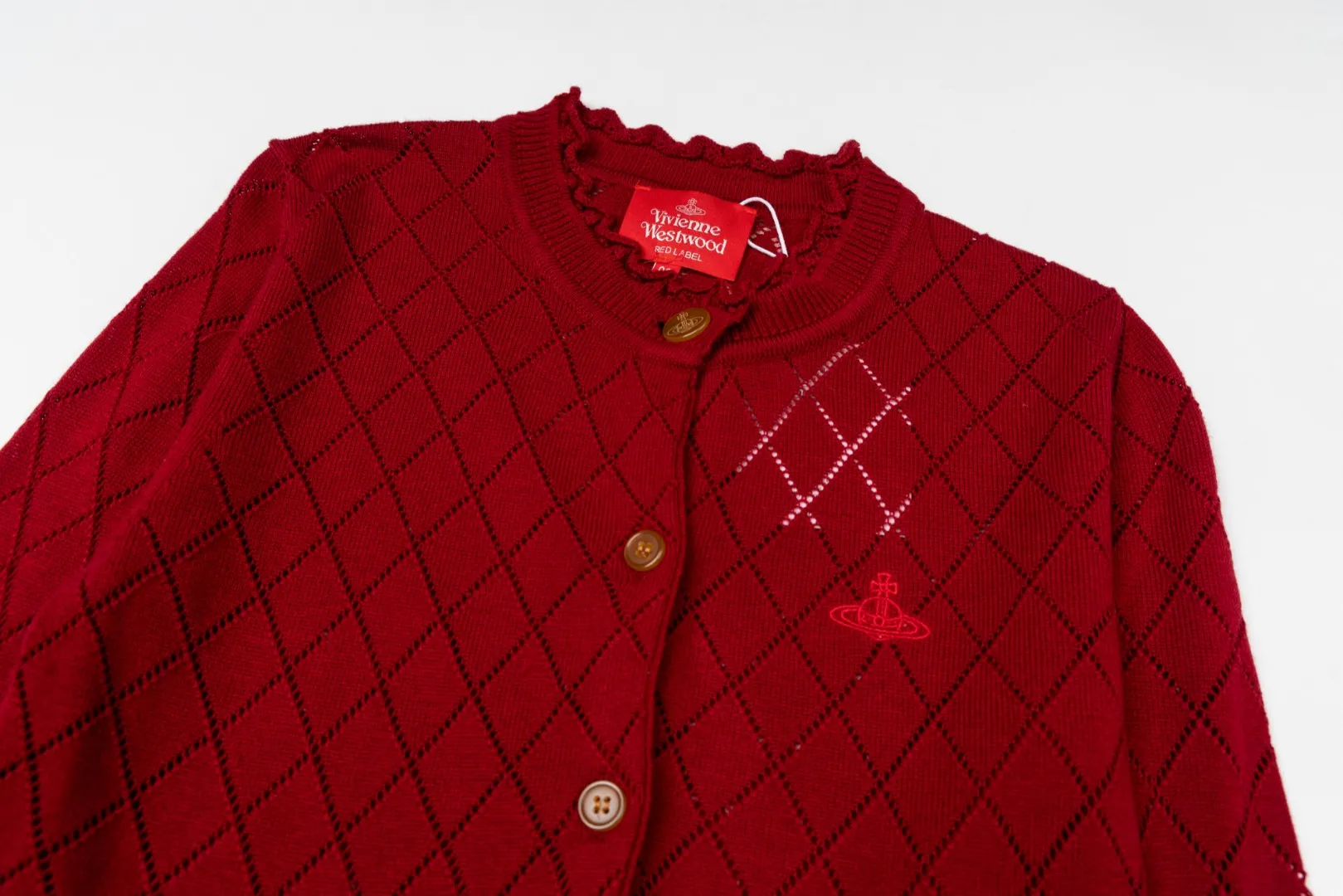 VIVI161# vivienne west wood 25FW October Tokyo show new model diamond pattern classic red label cardigan Size: 1 yard (90-110 pounds) 2 yards (110-130 pounds) 3 yards (130-150 pounds) Color: red, apricot, black